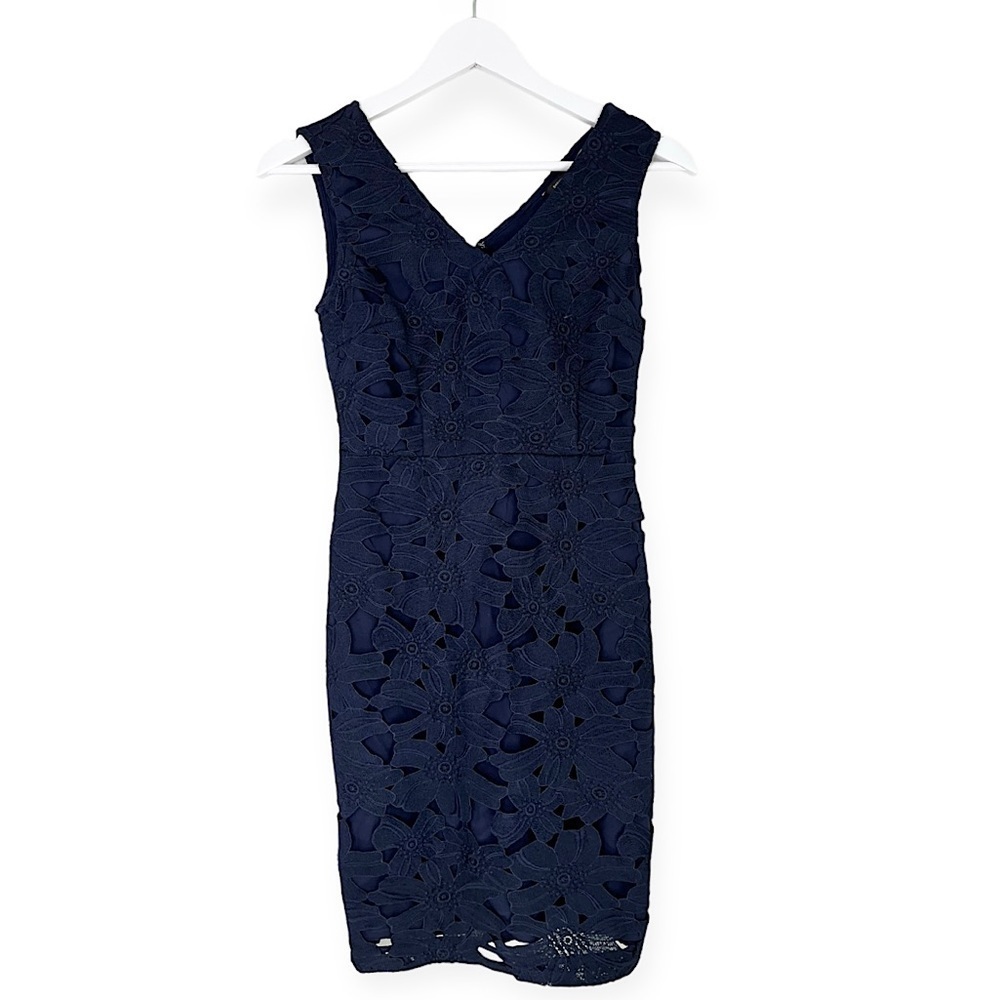NWT Banana Republic Factory Women’s Embroidered Lace Overlay Navy Blue 00 Petite